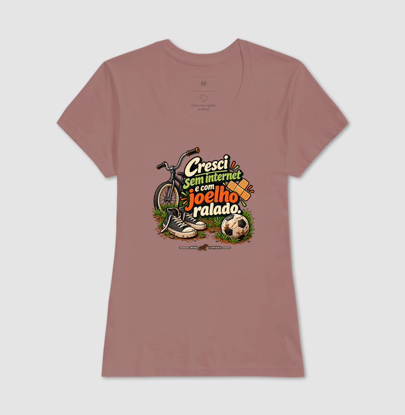 CRESCI SEM INTERNET E COM JOELHO RALADO - Modo capivara - Camiseta - Imagem 17