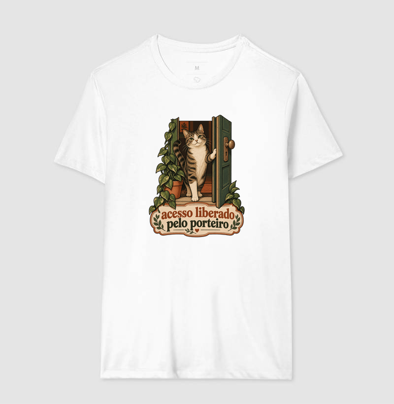 Camiseta Gato Porta "acesso liberado pelo porteiro" | Pelo & Pano - Imagem 4
