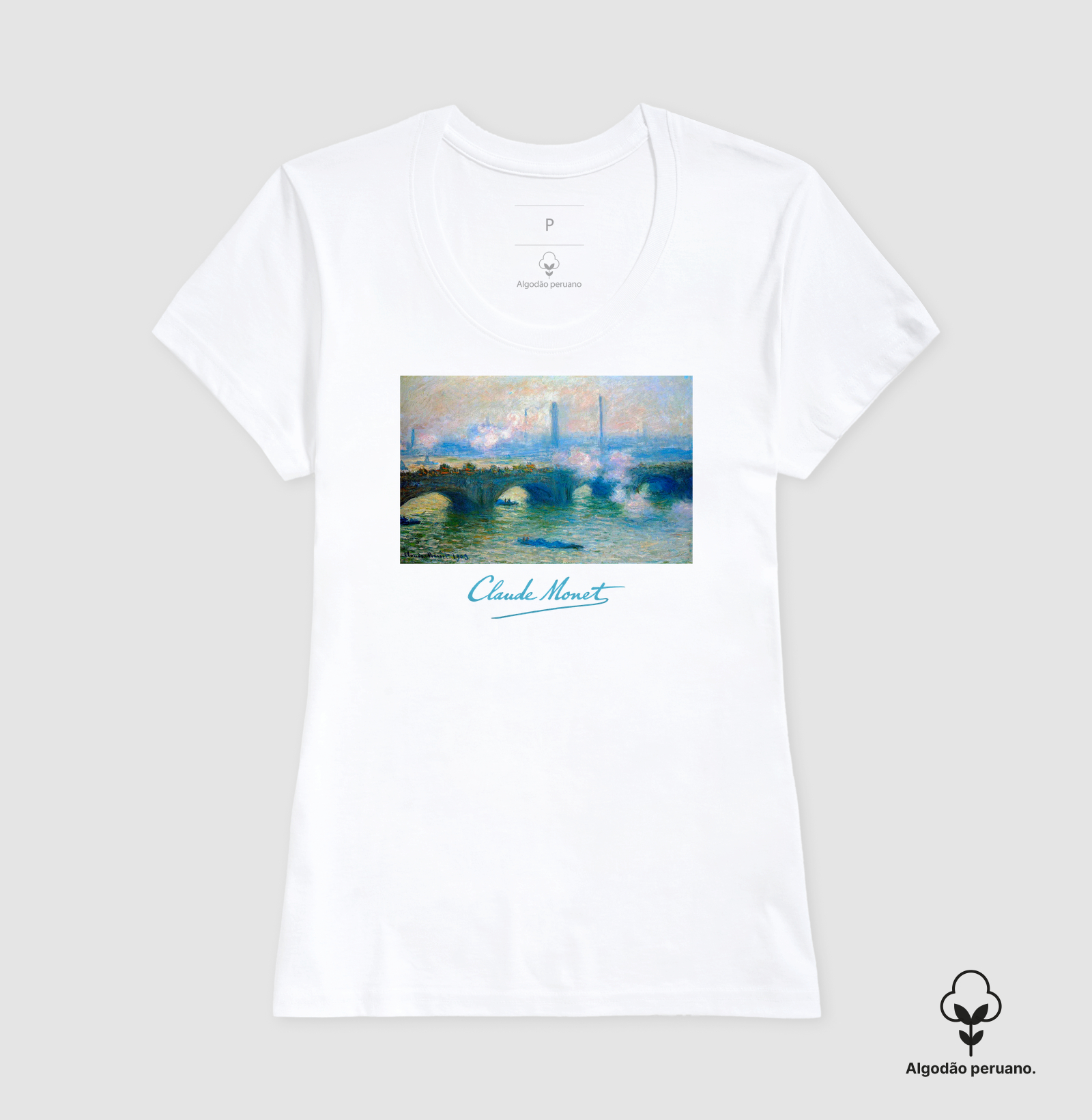 Camiseta Claude Monet – Waterloo Bridge, Londres Algodão Peruano  - Imagem 3