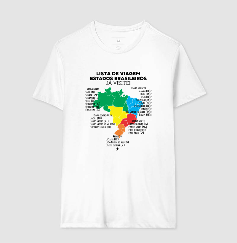 Camiseta Lista de Viagem Estados Brasileiros Ja Visitei | Mapa Brasil Auto Personalizavel | Colecao Personalizaveis - Imagem 7