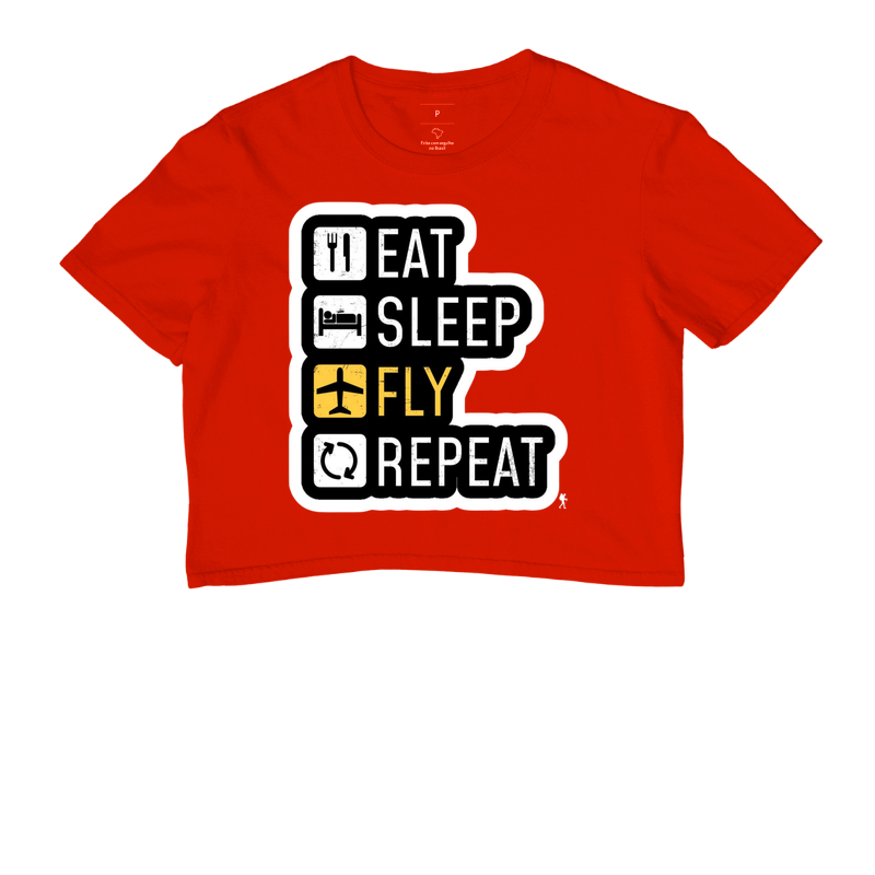 Camiseta Eat Sleep Fly Repeat | Rotina do Viajante Viciado | Colecao Viciados em Viagem - Imagem 7