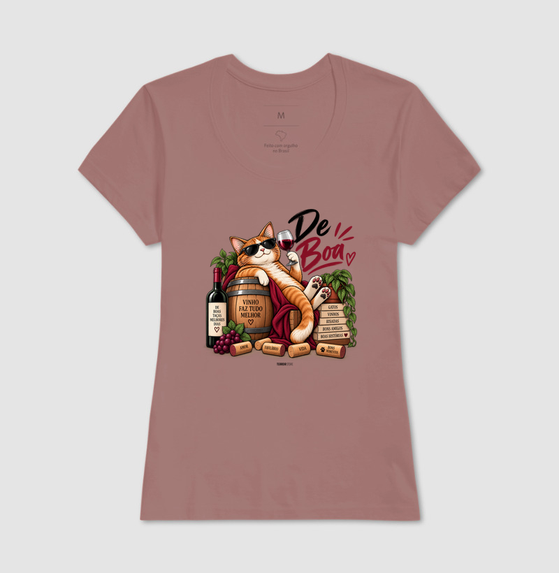 Camiseta “De Boa” Gato com Vinho – Estilo Relax & Life Mood - Imagem 15