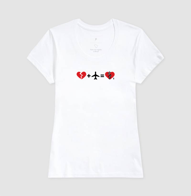 Camiseta Coracao Partido Mais Aviao Igual Coracao Curado | Equacao Viagem Humor | Colecao Viciados em Viagem - Imagem 8