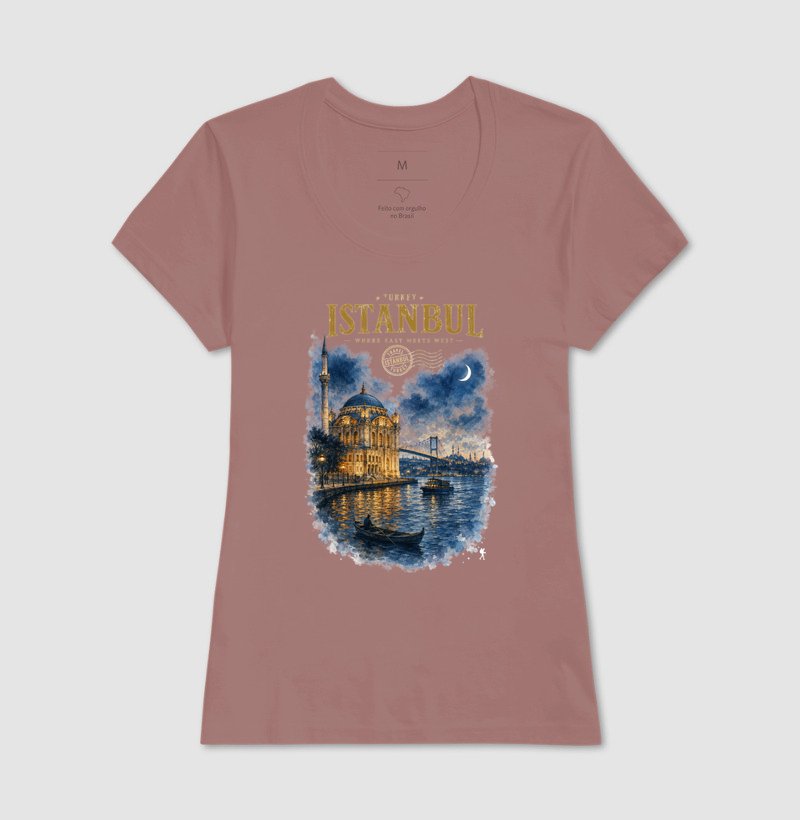 Camiseta Istanbul Turkey Where East Meets West | Aquarela Mesquita Bósforo | Colecao Fashion Travel - Imagem 20