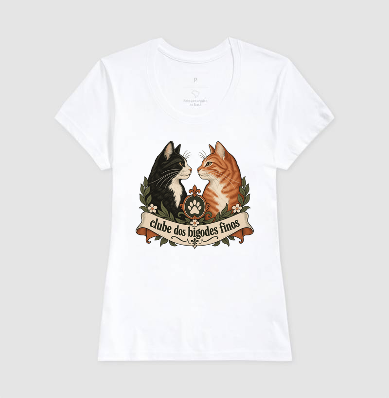 Camiseta Gato Clássica "clube dos bigodes finos" | Pelo & Pano - Imagem 5