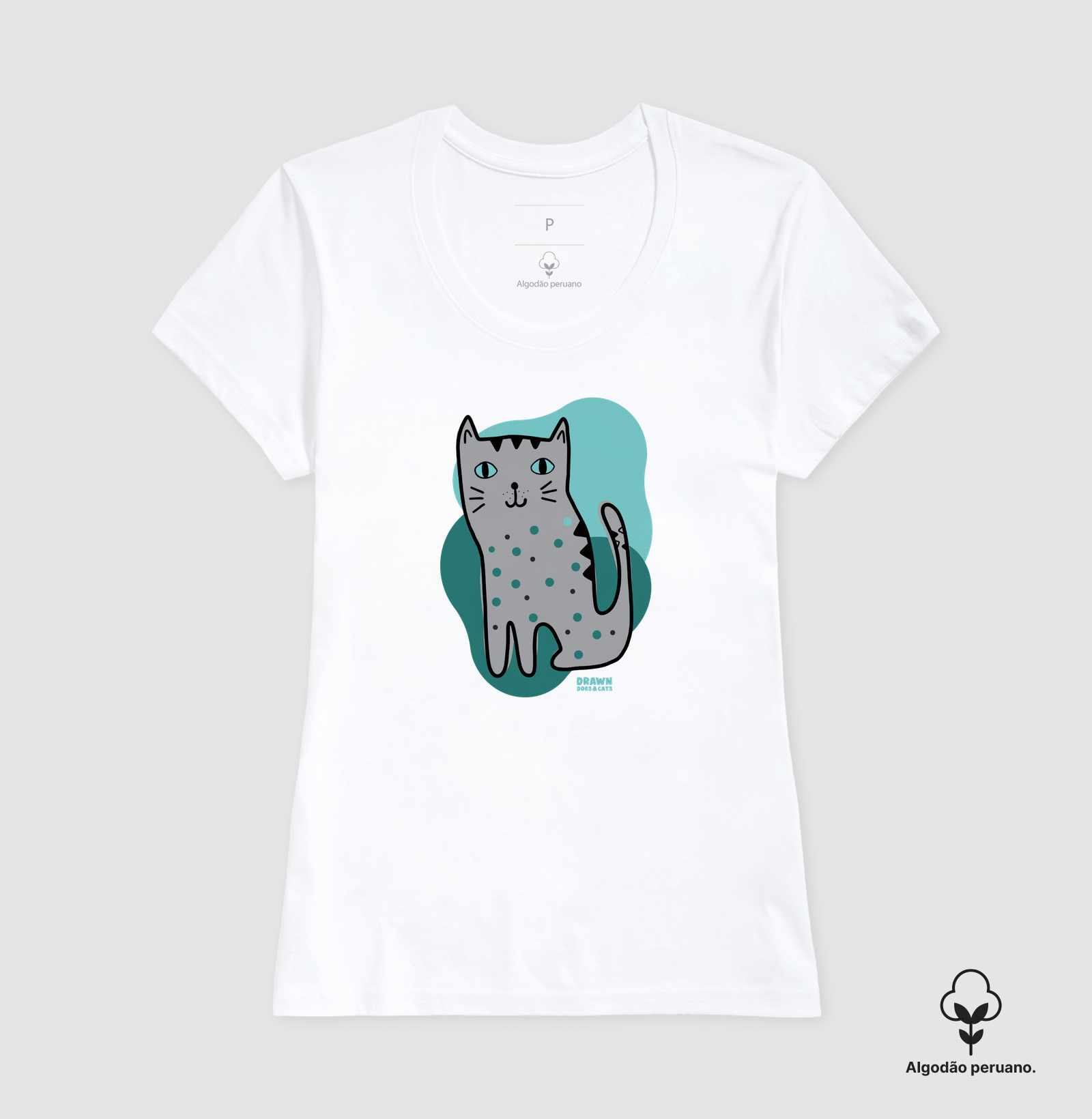 Desenho de gato cinza com fundo verde - Imagem 9
