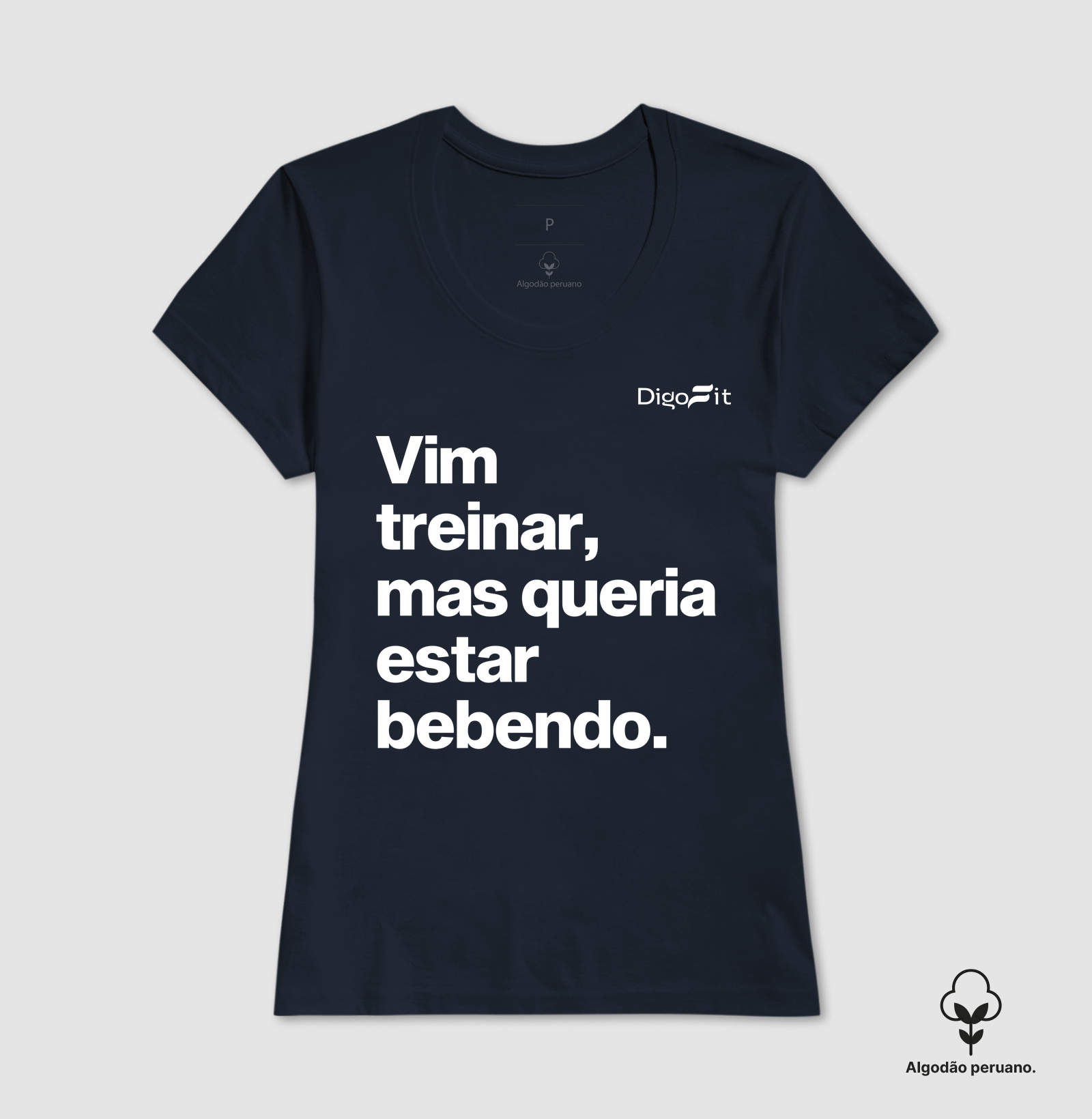 CAMISETA ALGODÃO PERUANO ACADEMIA VIM TREINAR MAS QUERIA ESTAR BEBENDO - Imagem 2