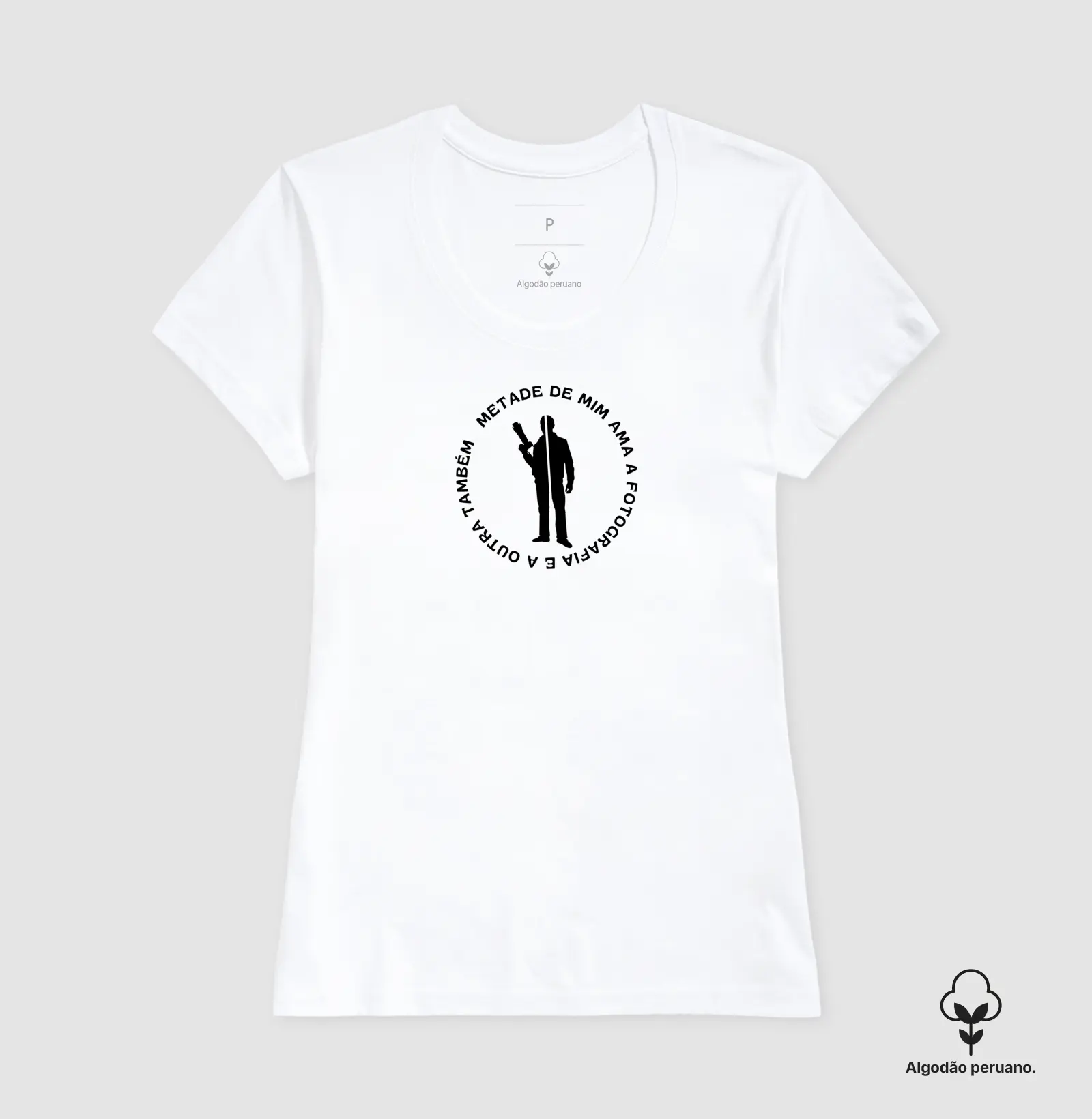 Camiseta Premium algodão Peruano metade de min ama a fotografia - Imagem 5