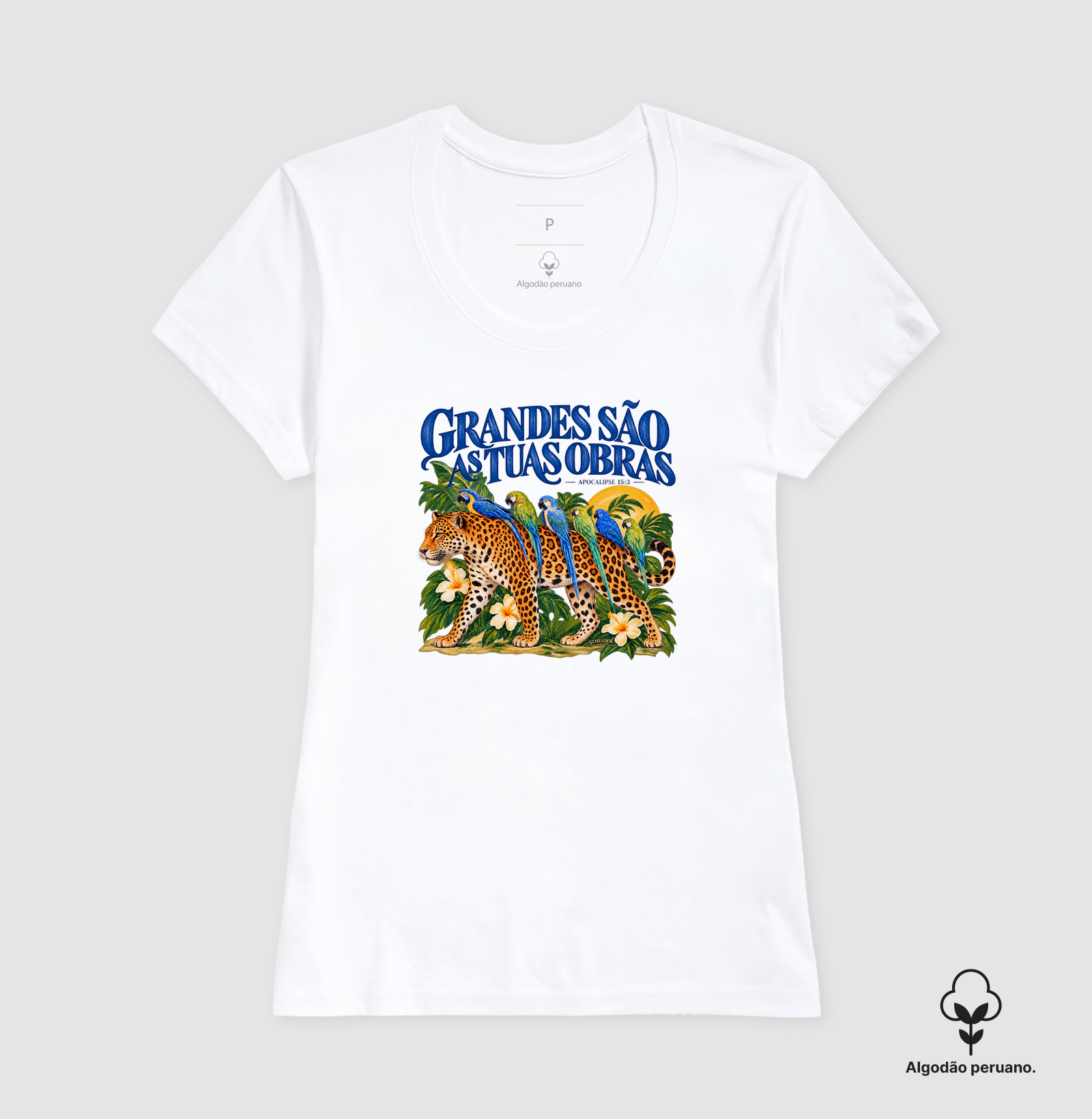 Camiseta Algodão Peruano Feminina Grandes São as Tuas Obras - Imagem 3