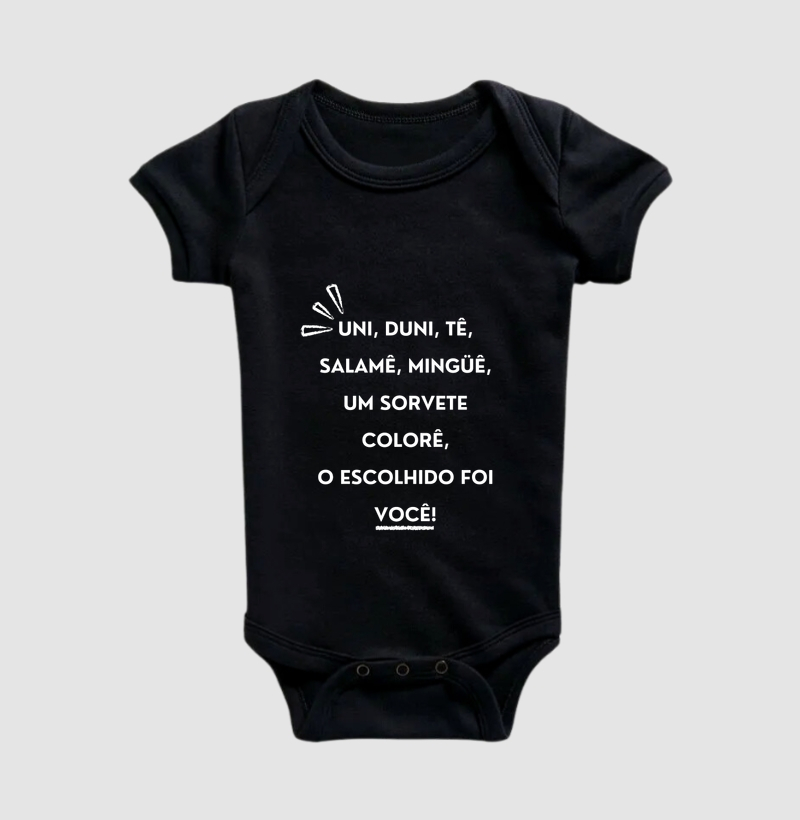 Body Infantil Uni, Duni, Tê - Letras Brancas 