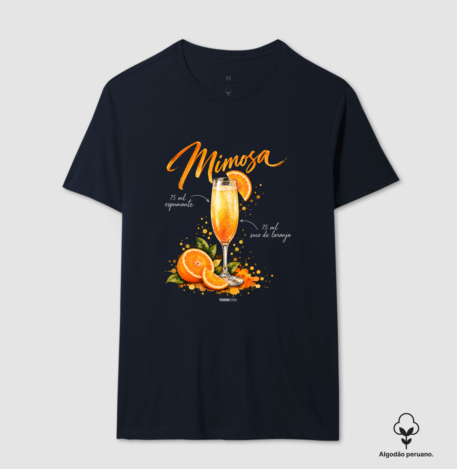 Camiseta Algodão Peruano Mimosa – Drink com Espumante e Suco de Laranja - Imagem 2