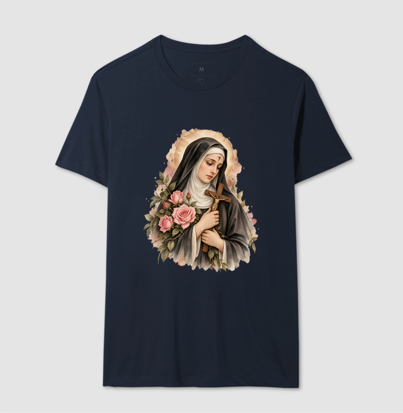 Santa Rita de Cássia — Aquarela Vinheta com Rosas e Crucifixo - Imagem 6