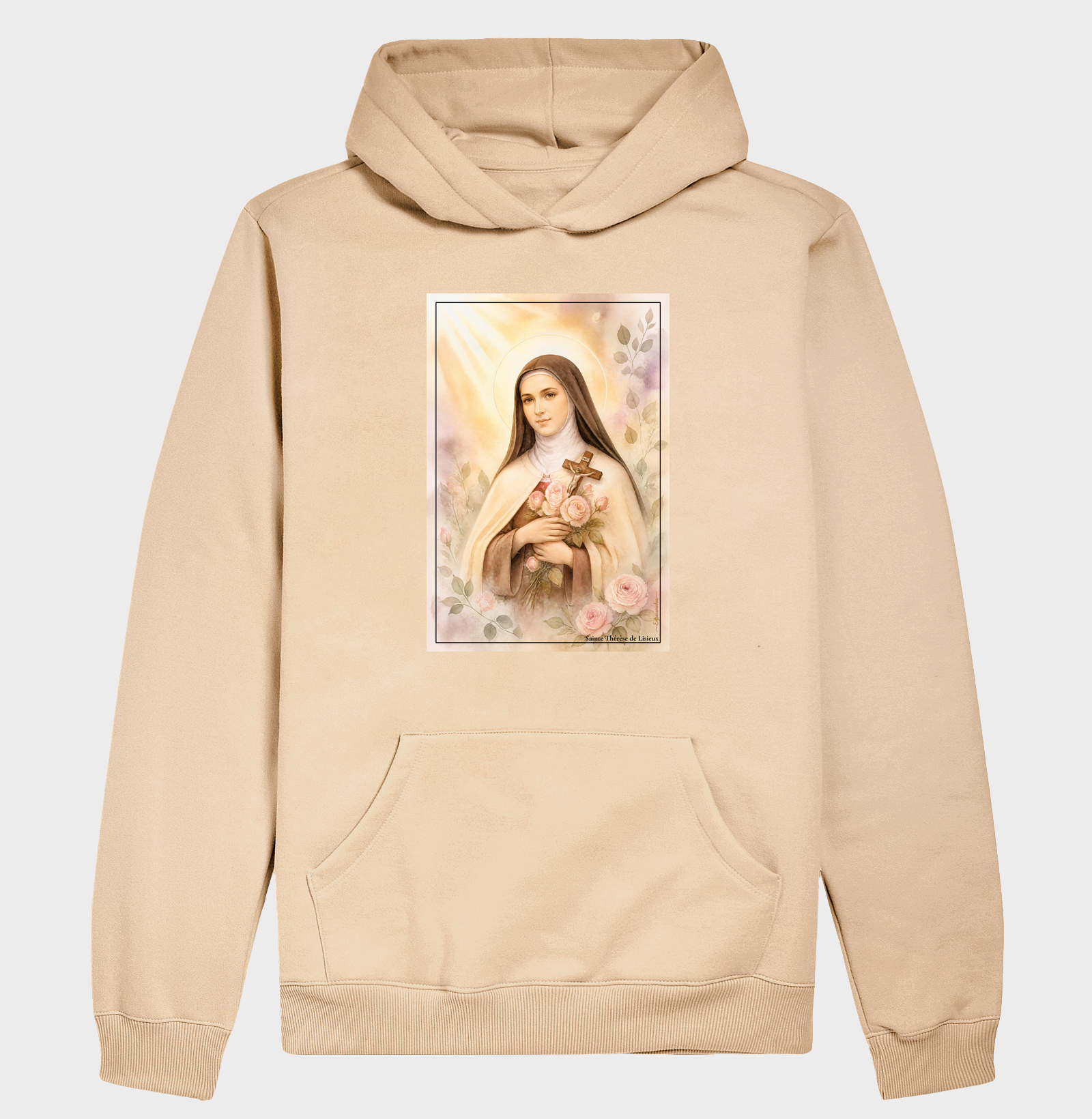 Santa Teresinha do Menino Jesus - Arte em Aquarela com Rosas - Imagem 5