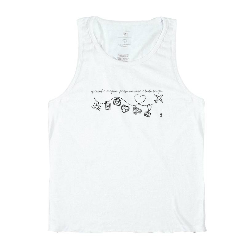 Camiseta Querida Viagem Penso em Voce a Todo Tempo | Caligrafia Minimalista Viagem | Colecao Viciados em Viagem - Imagem 2