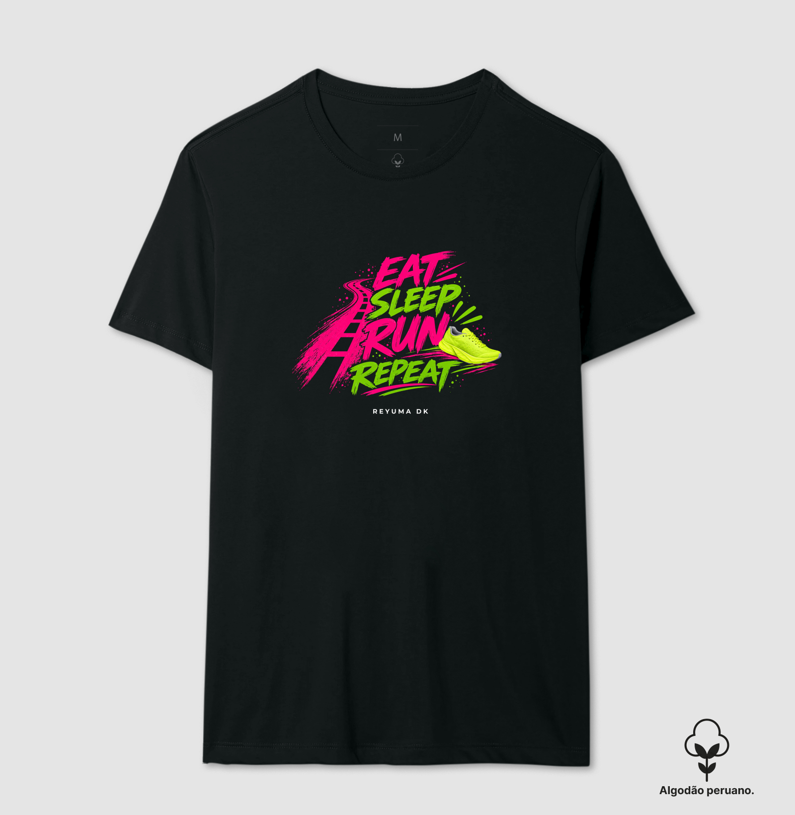 Camiseta Masculina, Feminina, Babylook e Unissex de Algodão Peruano Corrida "Eat, Sleep, Run, Repeat"  - Imagem 9