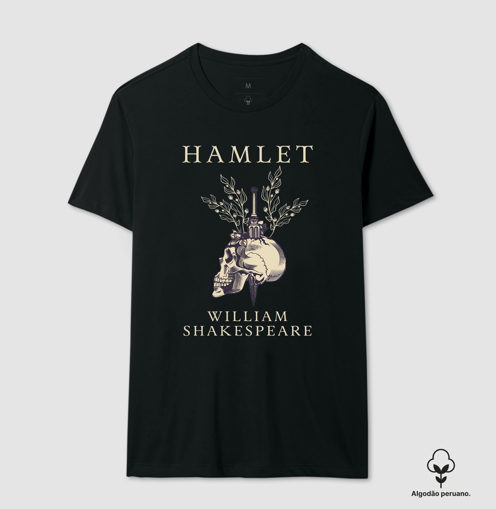Camiseta Hamlet – William Shakespeare | Caveira de Yorick  | Algodão Peruano  - Imagem 7