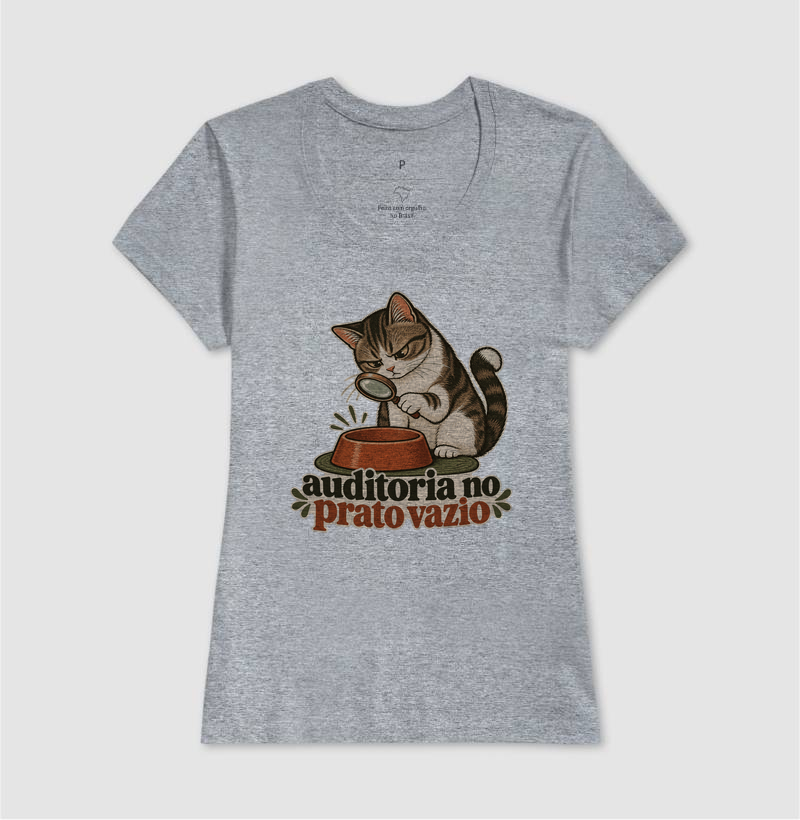 Camiseta Gato Comida "auditoria no prato vazio" | Pelo & Pano - Imagem 9