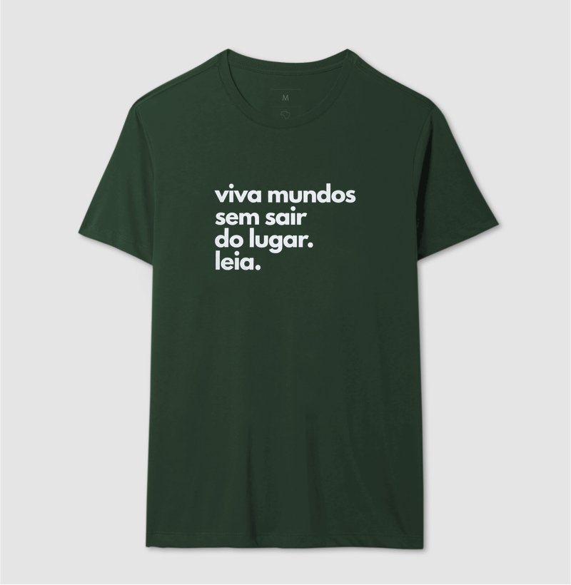 Camiseta Unissex Algodão Viva Mundos Sem Sair do Lugar Leia - Imagem 12