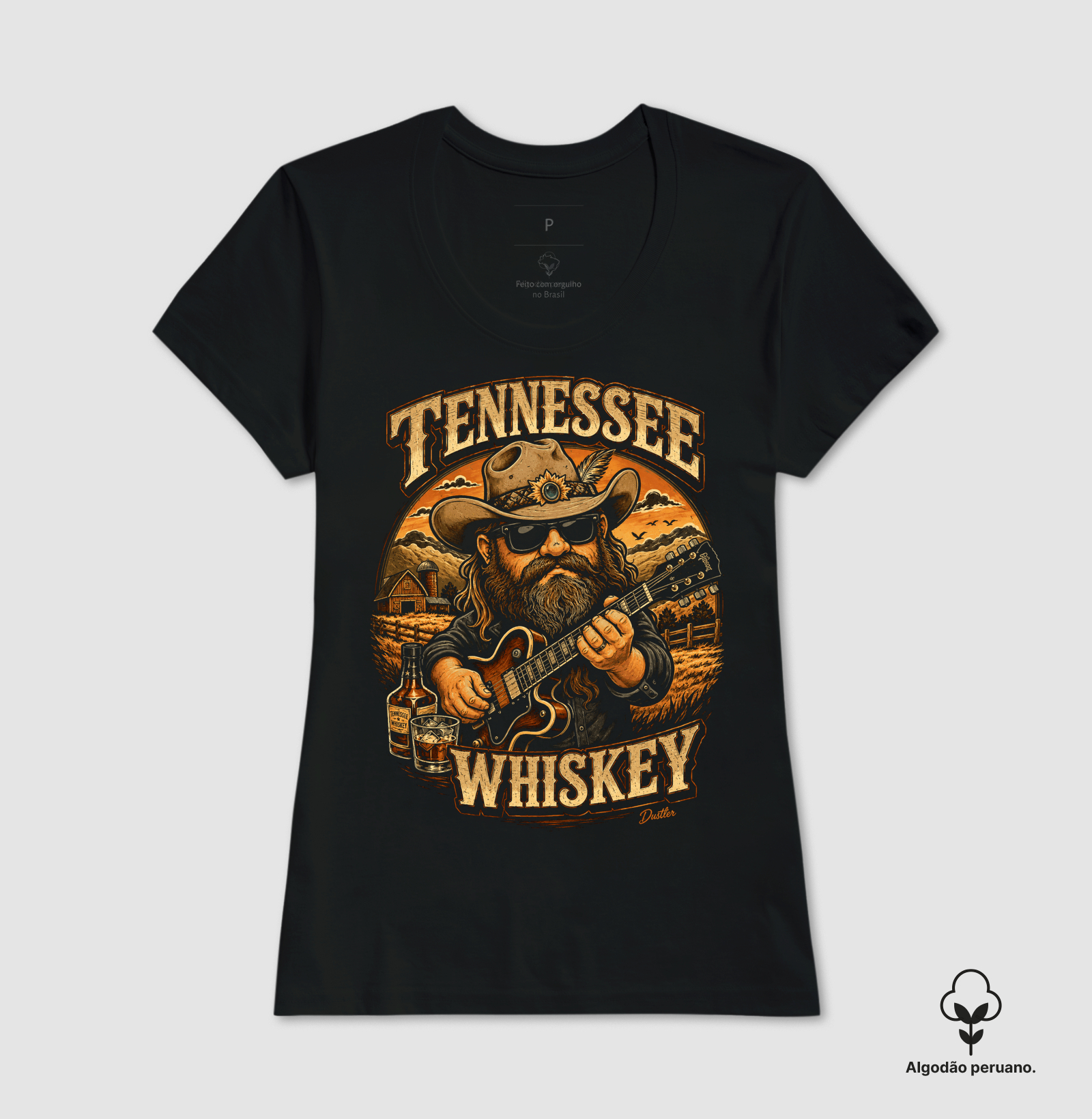 baby Look Feminina Country Tennessee Whiskey Dustler South Co. Algodão Peruano Premium - Imagem 2