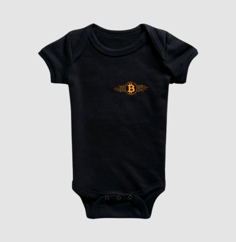 Bitcoin Ícone Circuito Minimalista Laranja