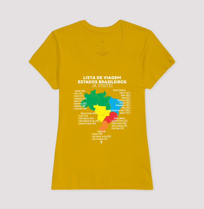 Camiseta Lista de Viagem Estados Brasileiros Ja Visitei | Mapa Brasil Auto Personalizavel | Colecao Personalizaveis - Imagem 18