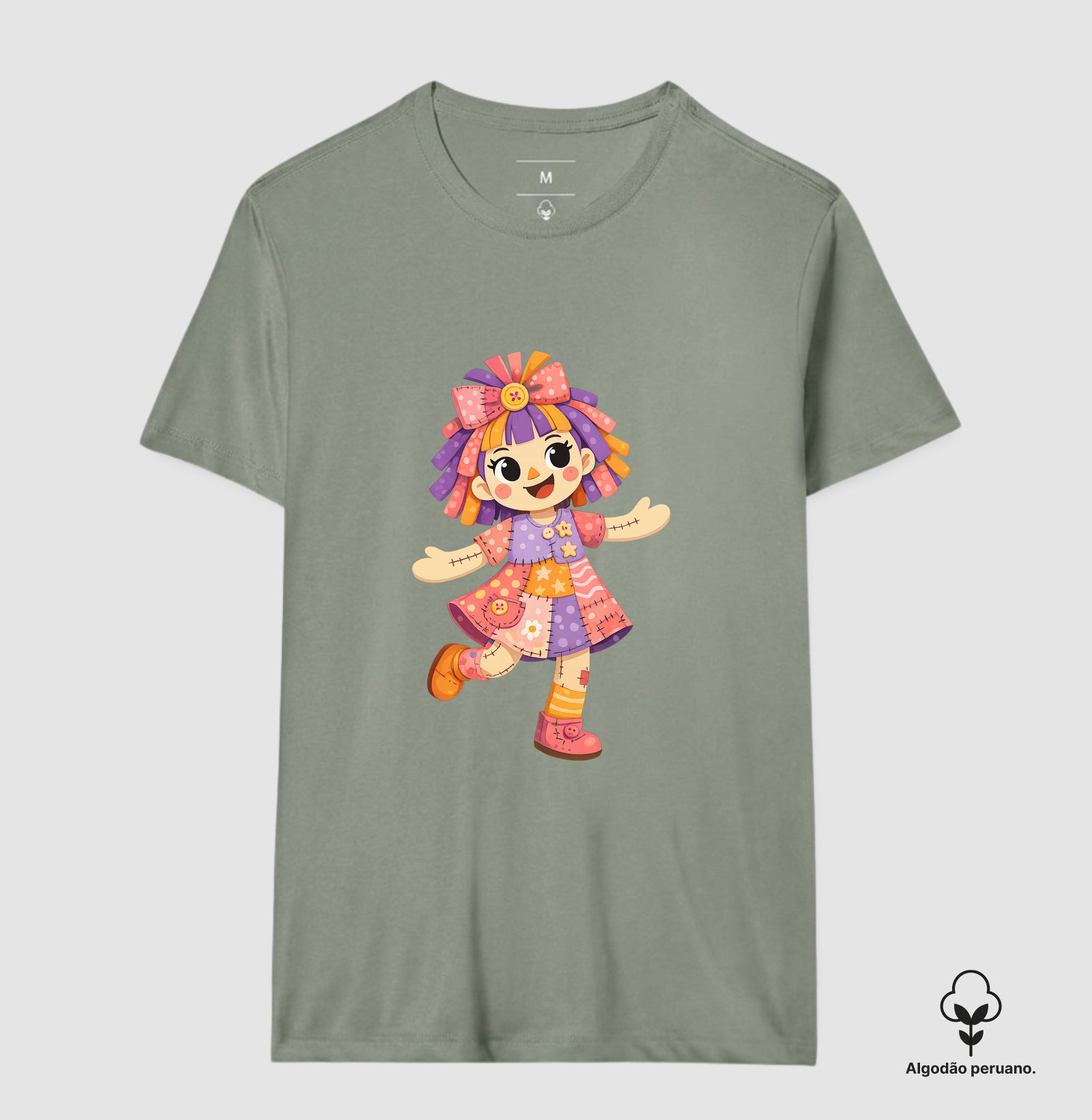 Camiseta Algodão Peruano Boneca de Pano - Rosa - Imagem 8