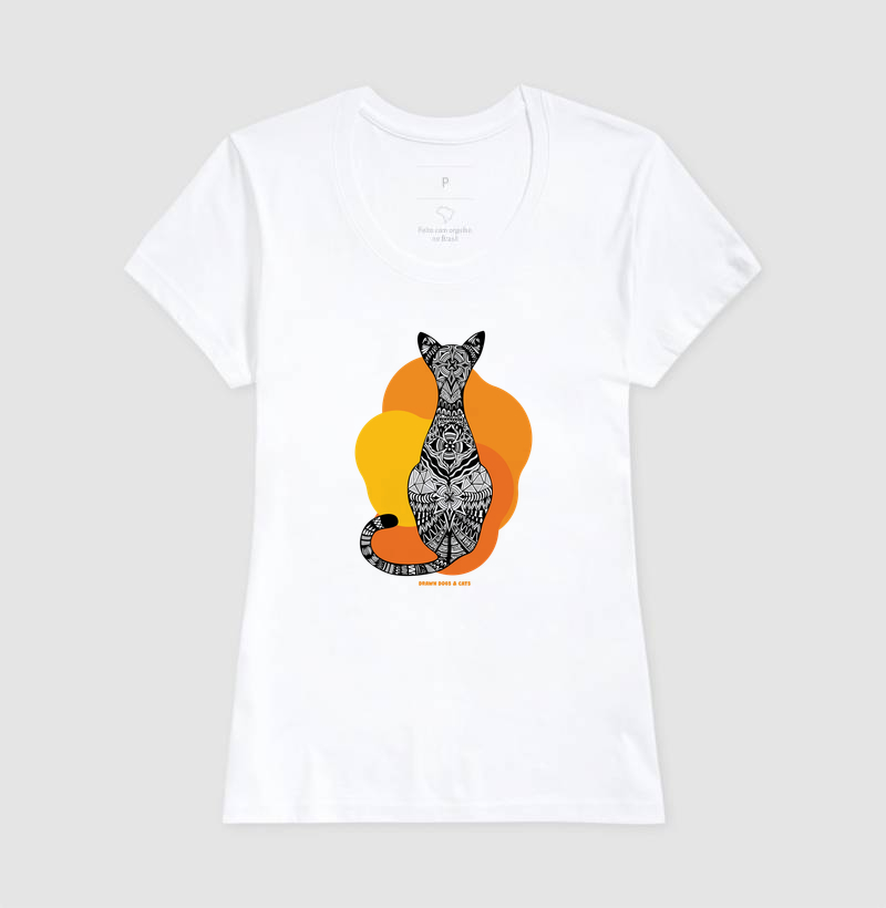 Gata de costas e fundo laranja e amarelo - Imagem 6