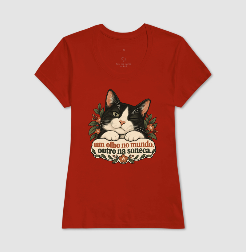 Camiseta Gato Minimalista "um olho no mundo" | Pelo & Pano - Imagem 11