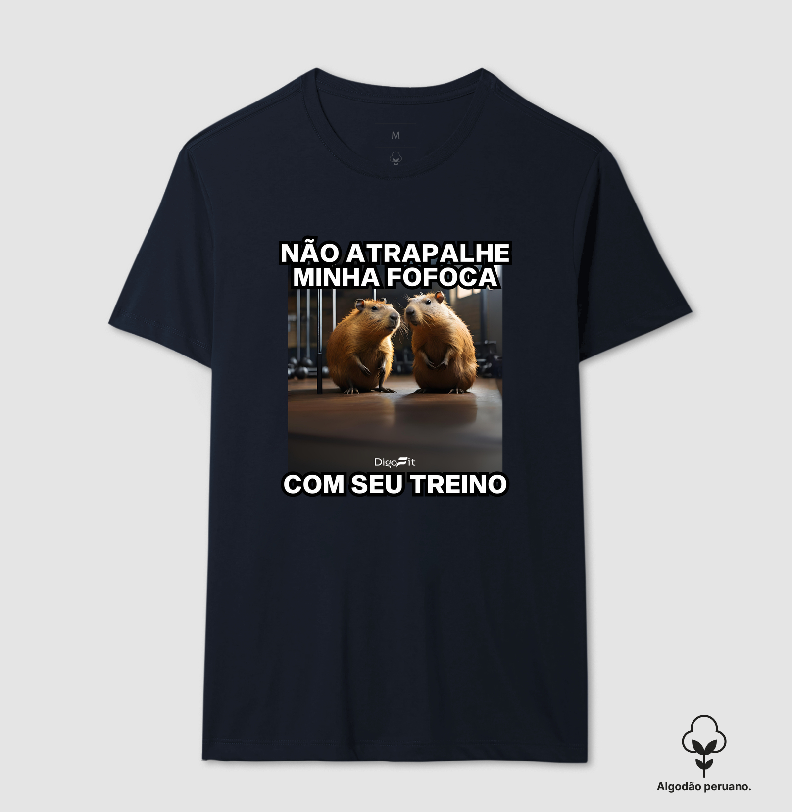 CAMISETA ALGODÃO PERUANO ACADEMIA NÃO ATRAPALHE MINHA FOFOCA COM SEU TREINO - Imagem 4