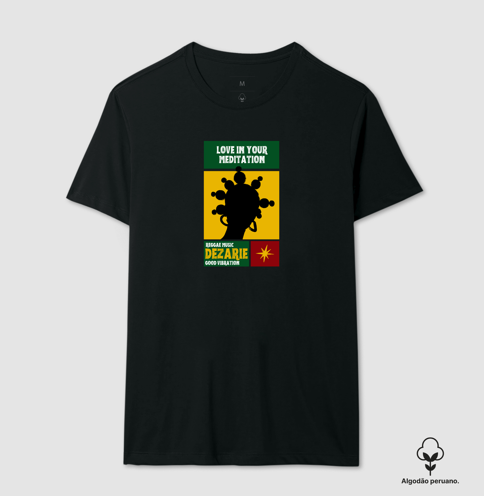 Camiseta Love In Your Meditation. Coleção Reggae.  Masculino e feminino. Algodão Peruano. - Imagem 7