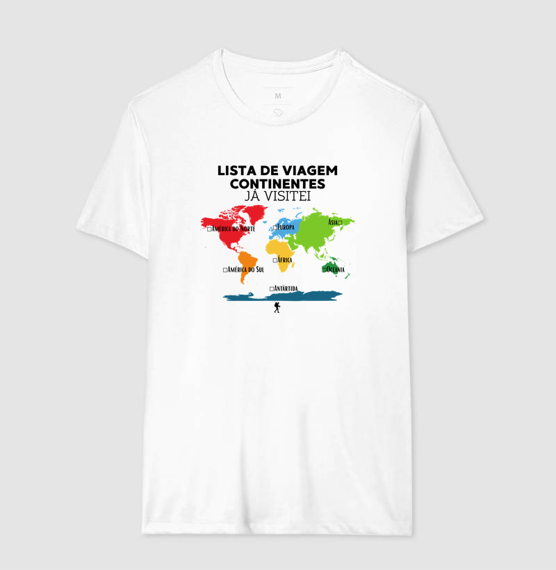 Camiseta Lista de Viagem Continentes Ja Visitei | Mapa Mundi Auto Personalizavel | Colecao Personalizaveis - Imagem 7