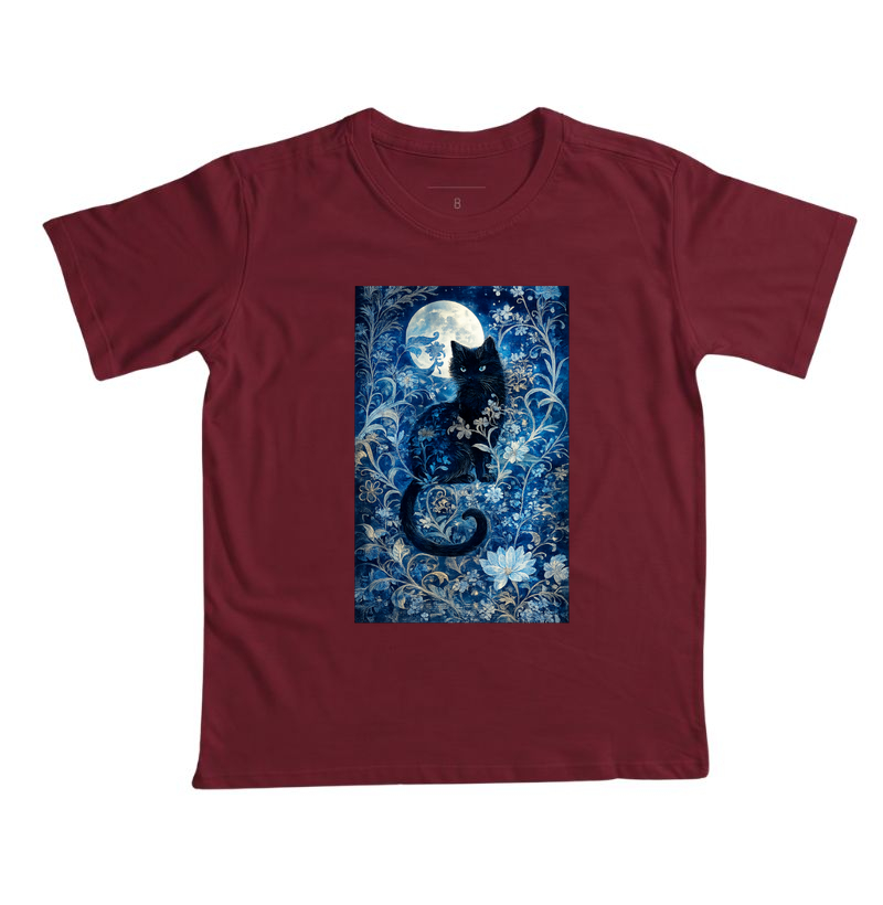 Camiseta Infantil Gato Preto e Luar Místico - Imagem 4