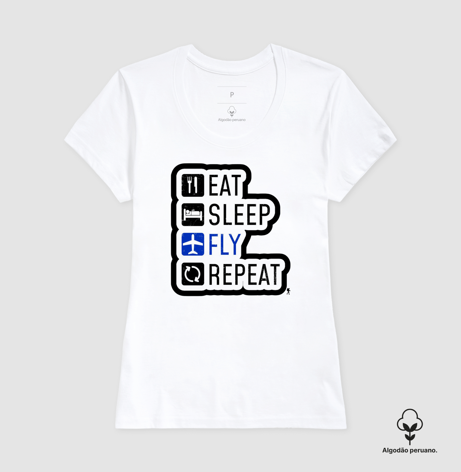 Camiseta Eat Sleep Fly Repeat | Rotina do Viajante Viciado | Colecao Viciados em Viagem - Imagem 5