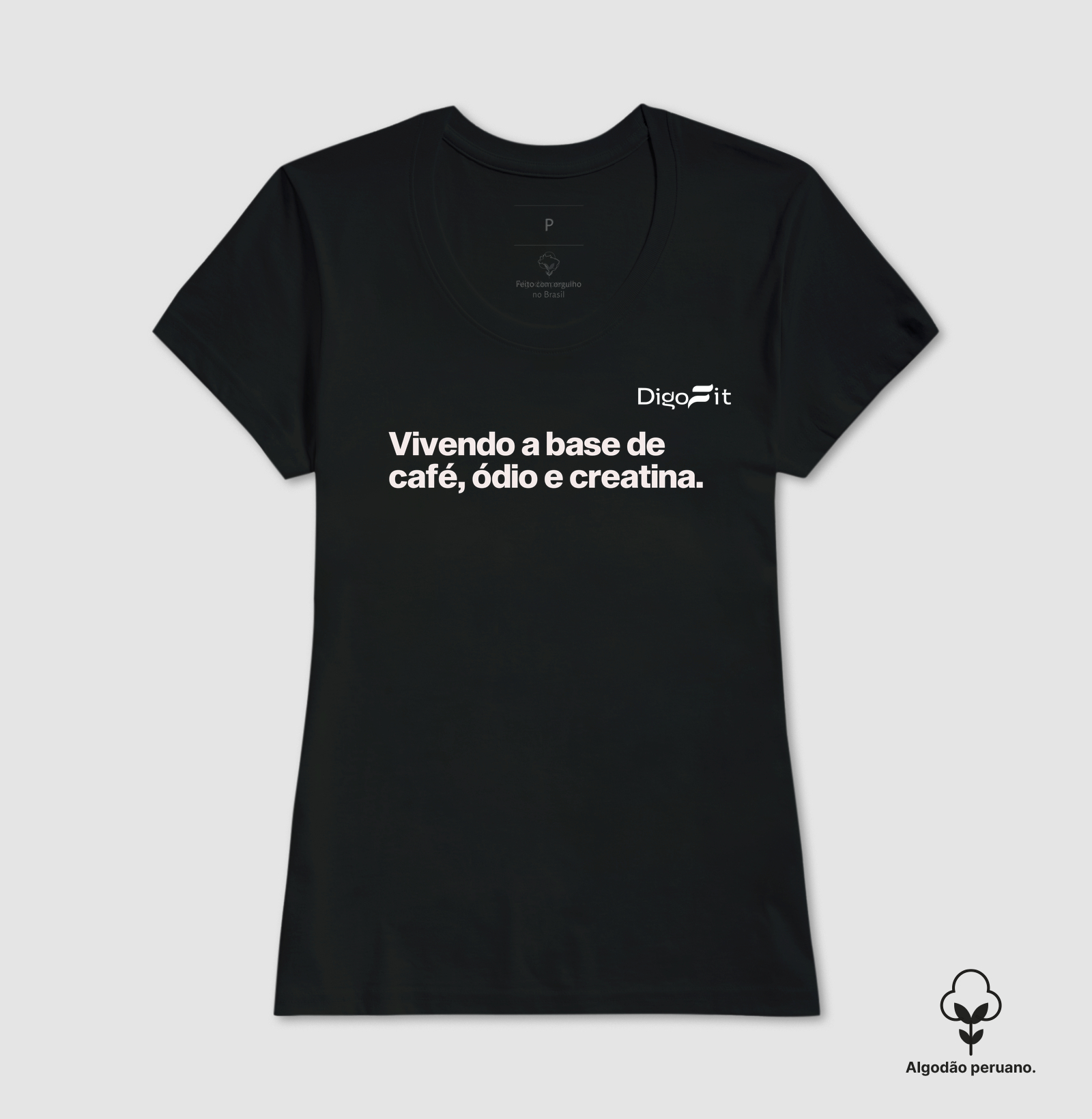 CAMISETA ALGODÃO PERUANO ACADEMIA CAFÉ ÓDIO E CREATINA - Imagem 3