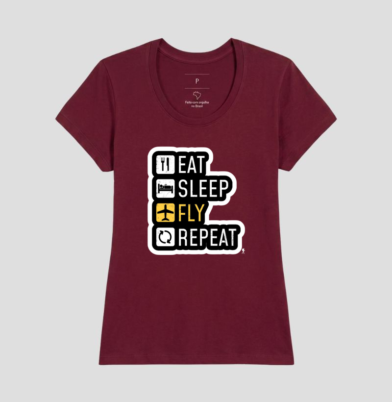 Camiseta Eat Sleep Fly Repeat | Rotina do Viajante Viciado | Colecao Viciados em Viagem - Imagem 22