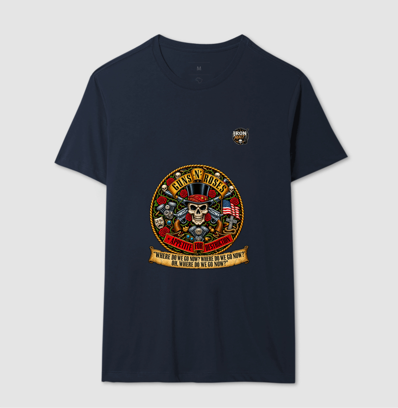 Camiseta Guns N’ Roses Caveira, Rosas e Revólveres - Imagem 6