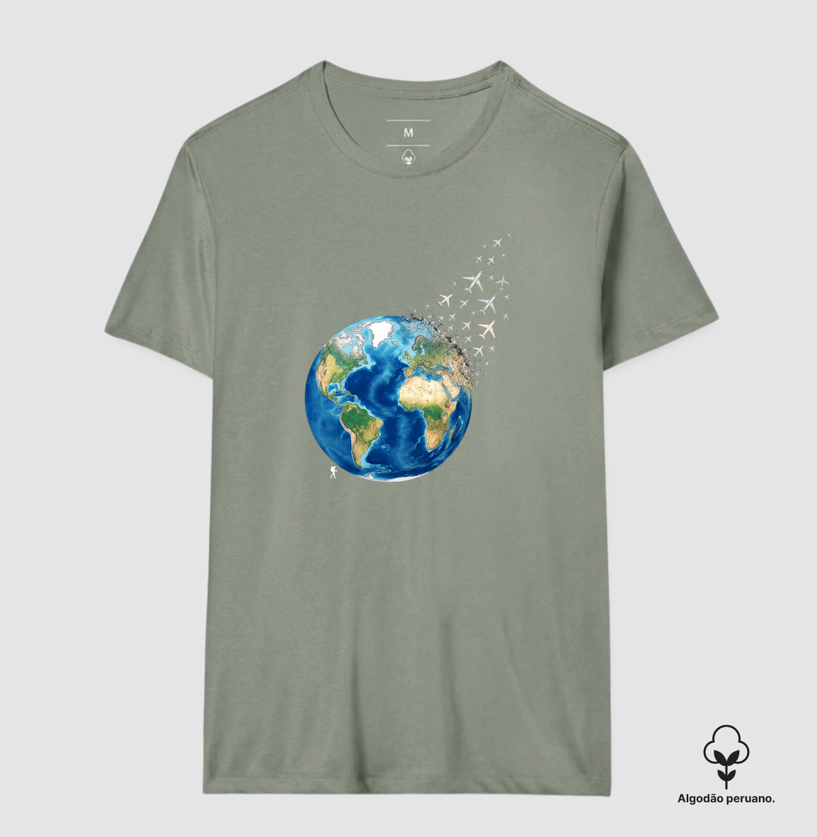 Camiseta Globo Terrestre Avioes Dispersos | Arte 3D Viagem Mundo | Colecao Viciados em Viagem - Imagem 7