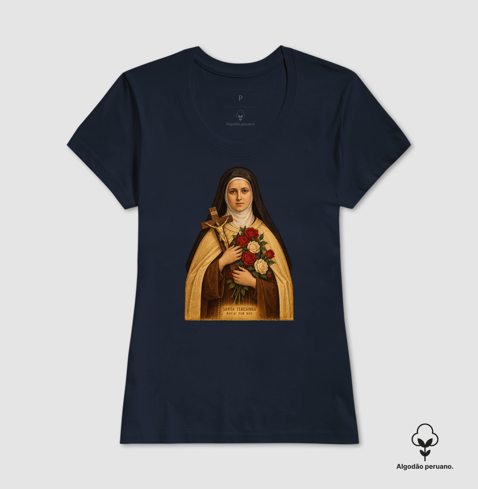 Camiseta Algodão Peruano Santa Teresinha Rogai por Nós - Imagem 8