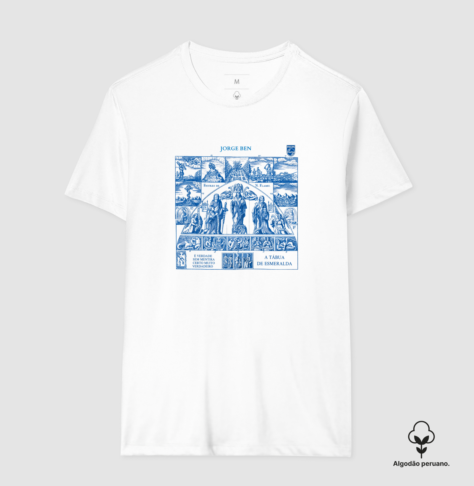 Camiseta Jorge Ben A Tábua de Esmeralda Estampa Azul Gravura Clássica Unissex - Imagem 2