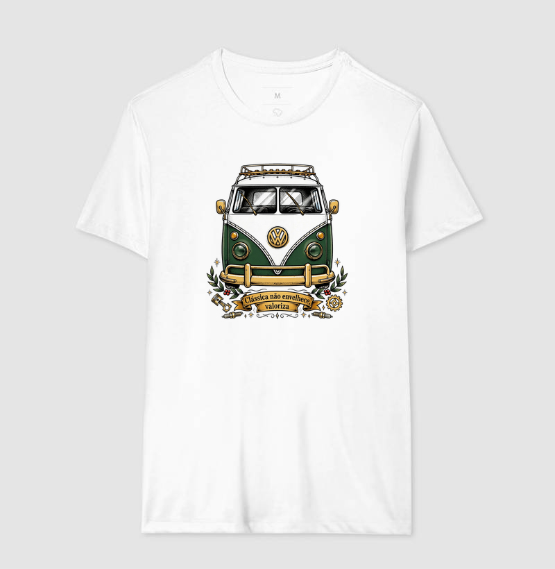 Kombi Clássica Não Envelhece Valoriza - Vintage VW Verde e Dourada - Imagem 4