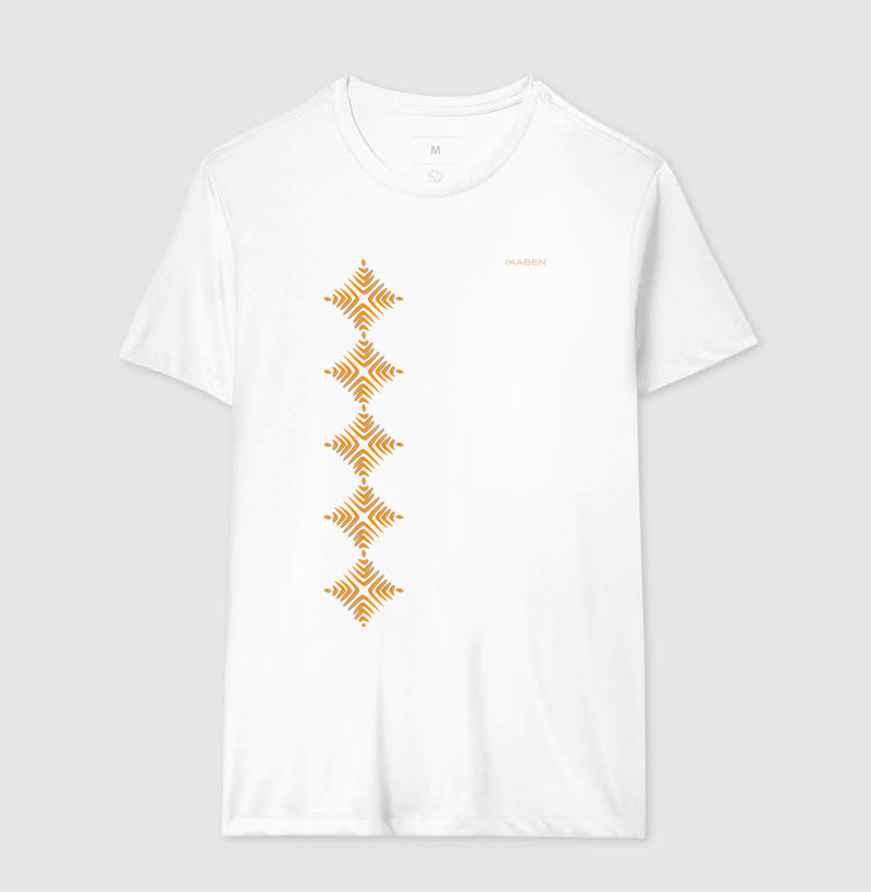 T-shirt Indígena- Grafismo Tsamata Piruara – A Escama que Guarda o Movimento do Rio - Imagem 4