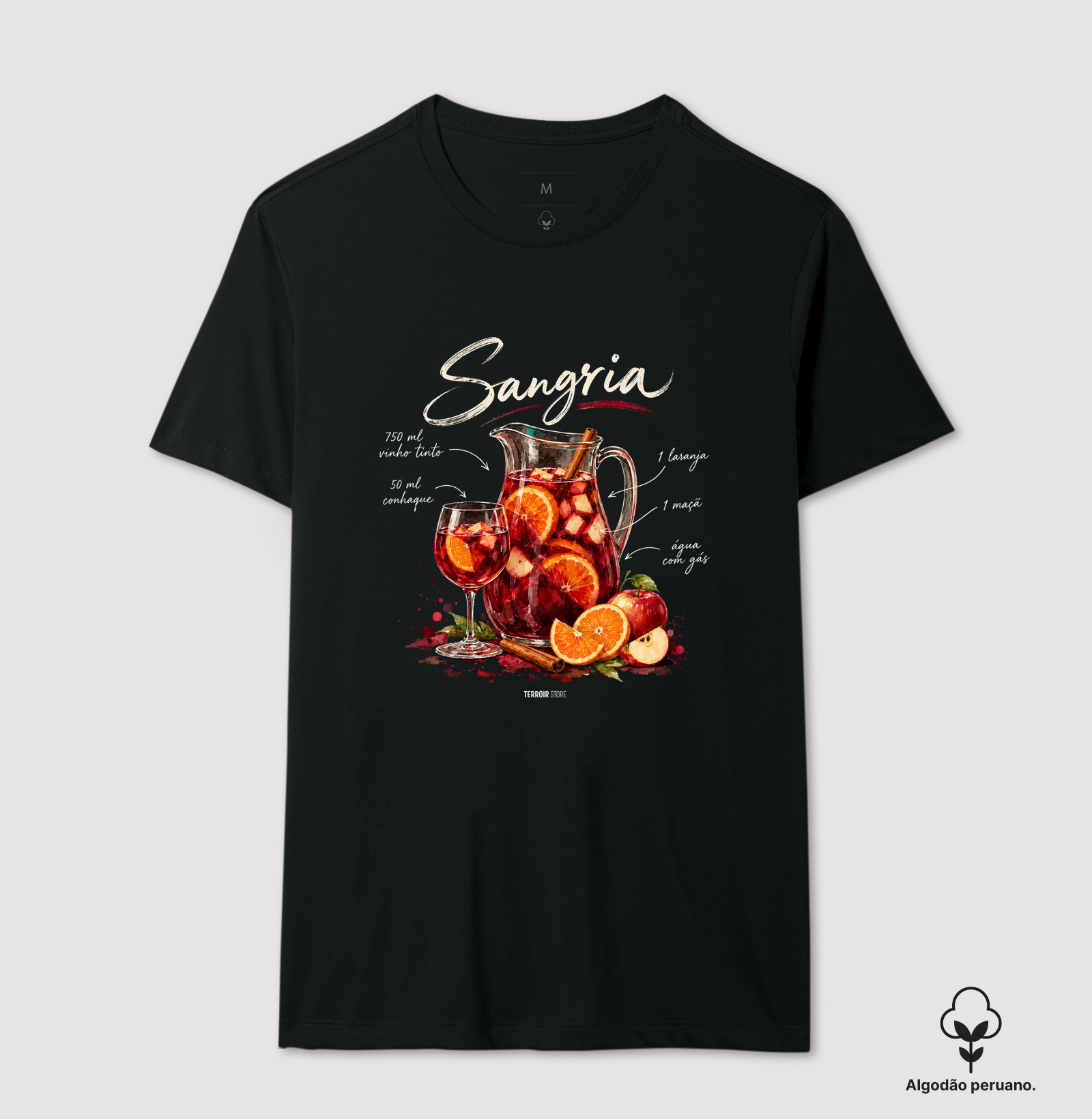 Camiseta Algodão Peruano Sangria – Drink com Vinho Tinto e Frutas - Imagem 2