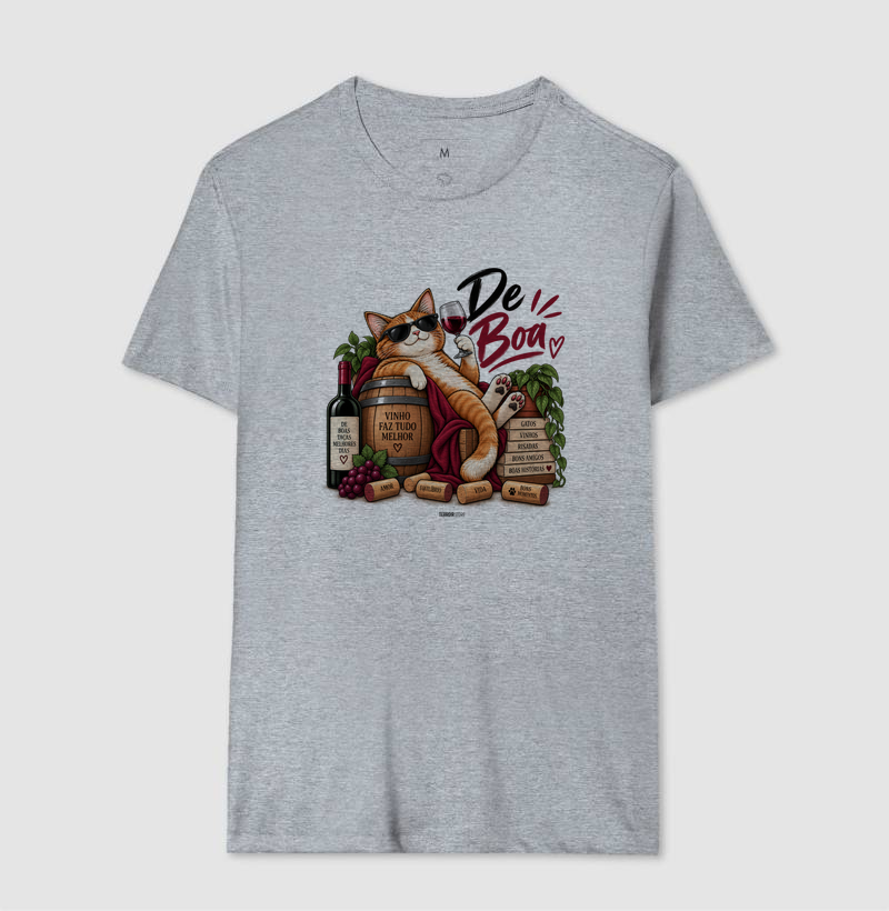 Camiseta “De Boa” Gato com Vinho – Estilo Relax & Life Mood - Imagem 8