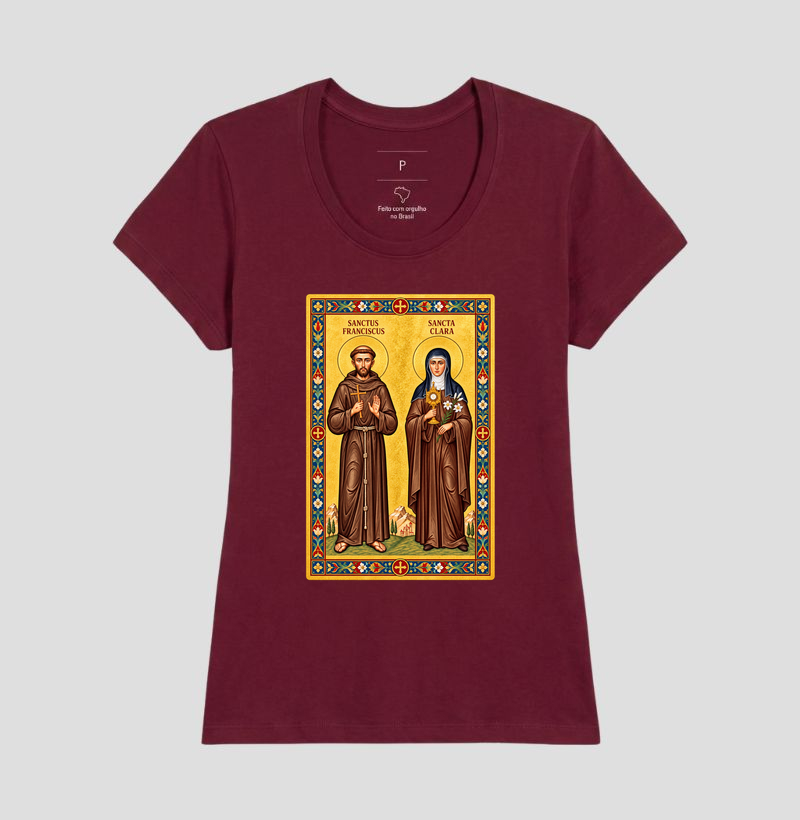 Camiseta São Francisco e Santa Clara de Assis Moldura - Imagem 17