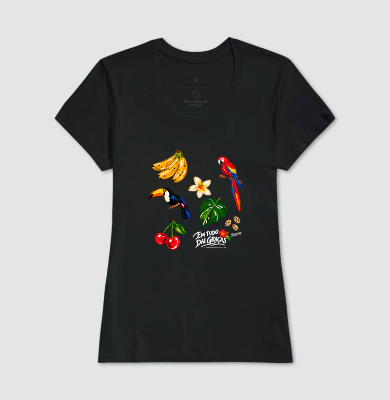 Camiseta Feminina Cristã Em Tudo Dai Graças - Imagem 2