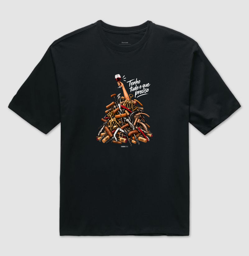 Camiseta Oversized “Tenho Tudo o Que Preciso (Mais Vinho)” – Wine Lover - Imagem 2