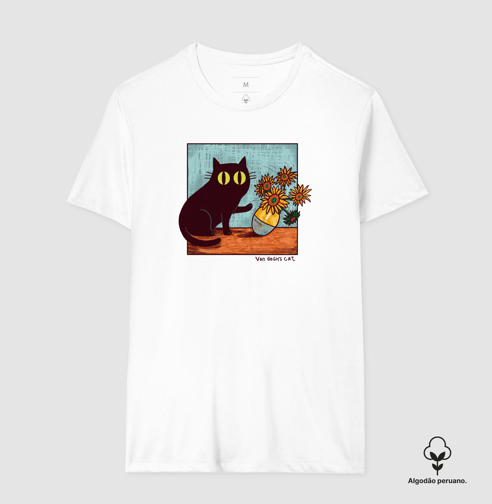 Camiseta Algodão Peruano Gato Van Gogh - Imagem 2