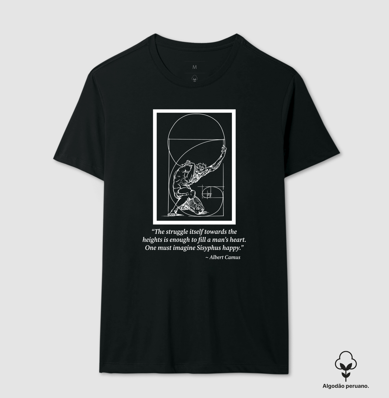 Camiseta Filosofia Mito de Sísifo Albert Camus Algodão Peruano  - Imagem 2