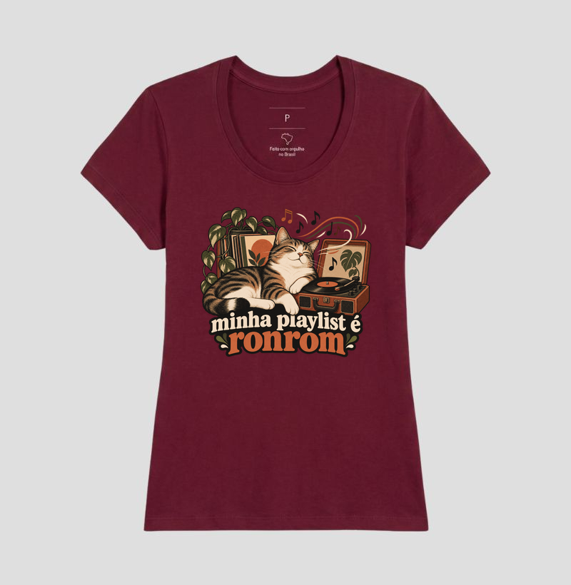 Camiseta Gato Música "minha playlist é ronrom" | Pelo & Pano - Imagem 19