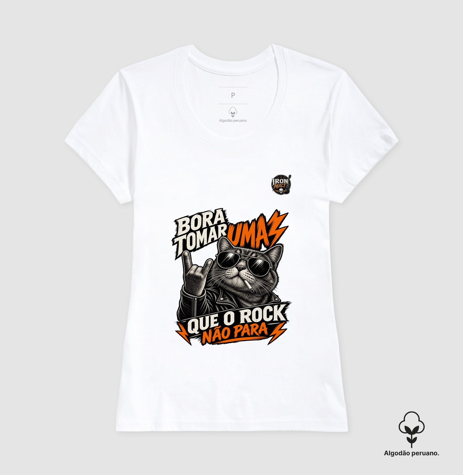 Camiseta Rock Cat – Estampa Gato Rockeiro de Óculos e Jaqueta - Imagem 5